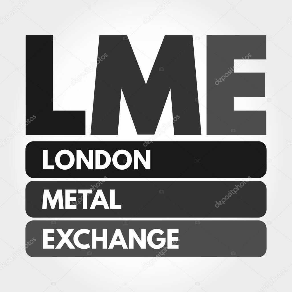 LME - London Metal Exchange acronym, business concept background