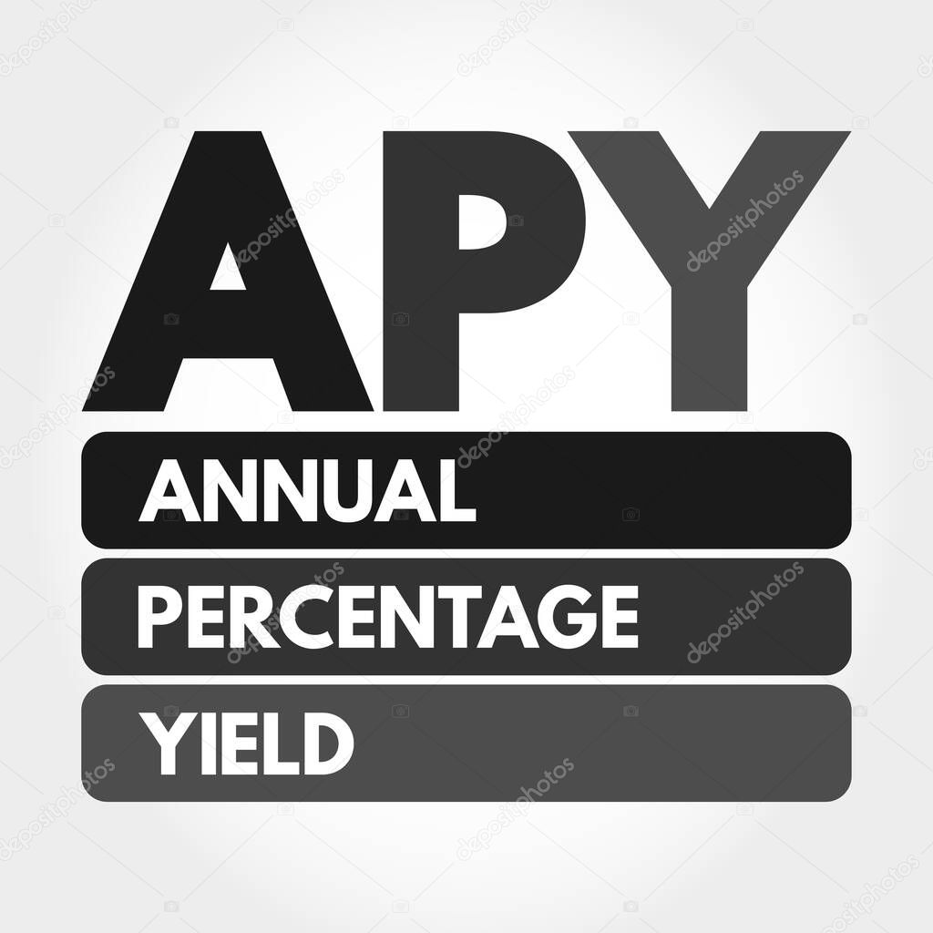 APY - Annual Percentage Yield acronym, business concept background
