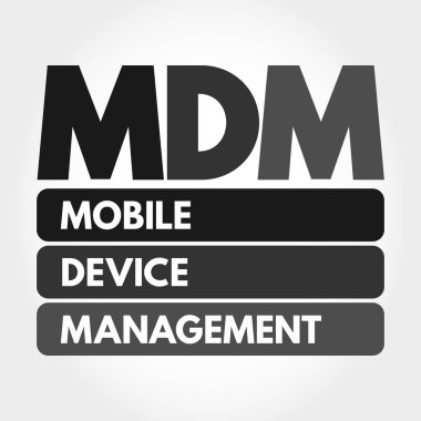 MDM - Mobil Aygıt Yönetimi kısaltması, teknoloji kavramı arka planı