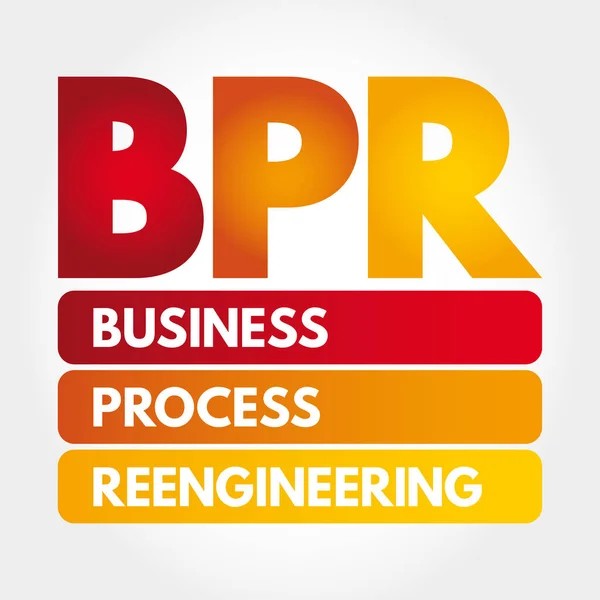 Bpr ビジネスプロセスリエンジニアリングの頭字語 コンセプトの背景 — ストックベクタ