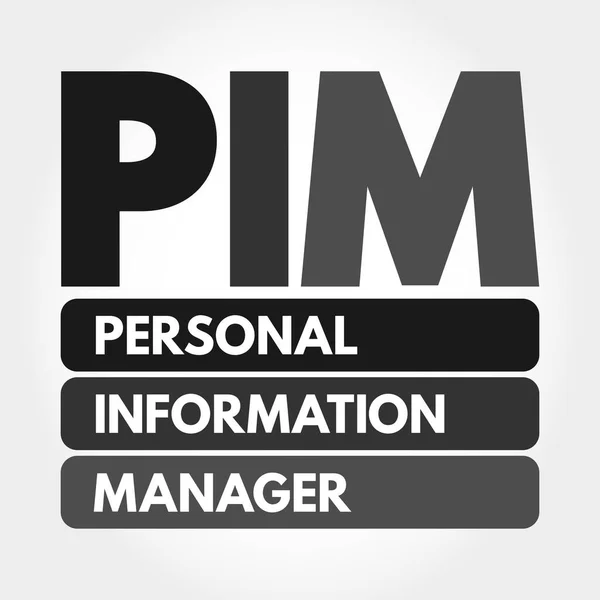 Pim Personal Information Manager Acroniem Zakelijke Concept Achtergrond — Stockvector