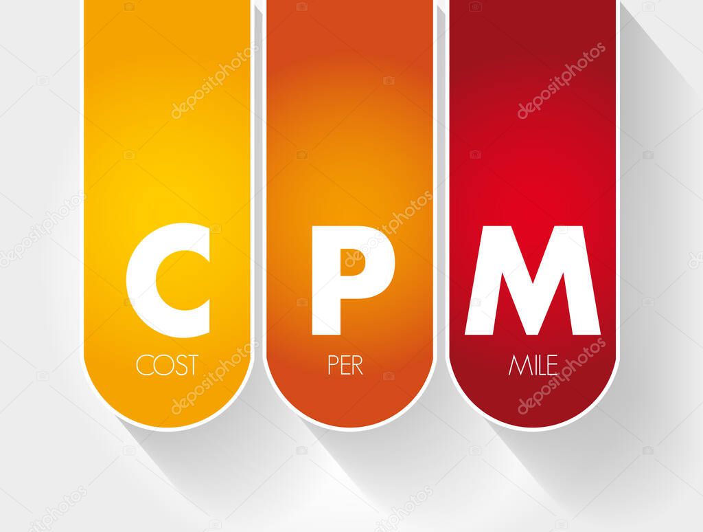 CPM - Cost Per Mile acronym, concept background