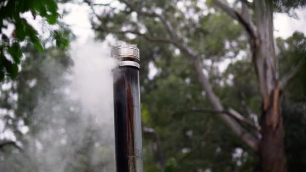 Rauch dringt aus einem Schornstein. — Stockvideo