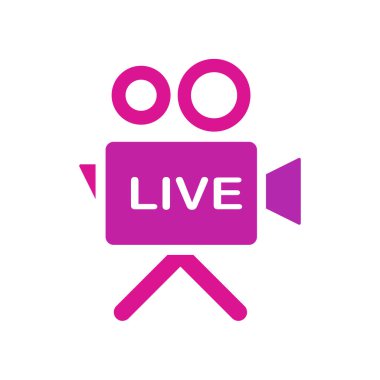 Teknoloji çevrimiçi video işareti simgesi. Mesajlı video kamera. Düz minimalizmde bir kamera görüntüsü