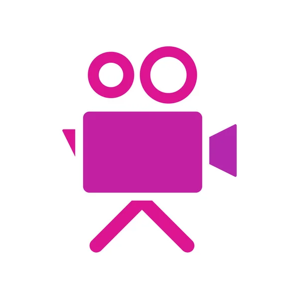 Tech online videoteken pictogram. Videocamera met de tekst. Illustratie van een camcorderteken in vlakke minimalistische stijl. — Stockvector
