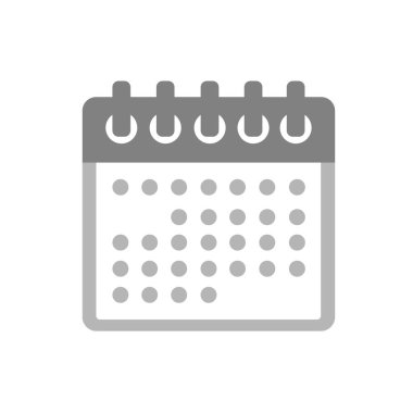 Takvim Simgesi gri arkaplanda izole edildi. Web sitenizin tasarımı, logosu, uygulaması ve UI için takvim sembolü. Vektör illüstrasyonu Yeni