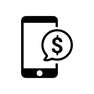 Mobil düz stil tasarımında mobil bankacılık simgesi. Vektör grafik çizimi. Web sitesi tasarımı, logo, uygulama ve ui için uygun. YENİ