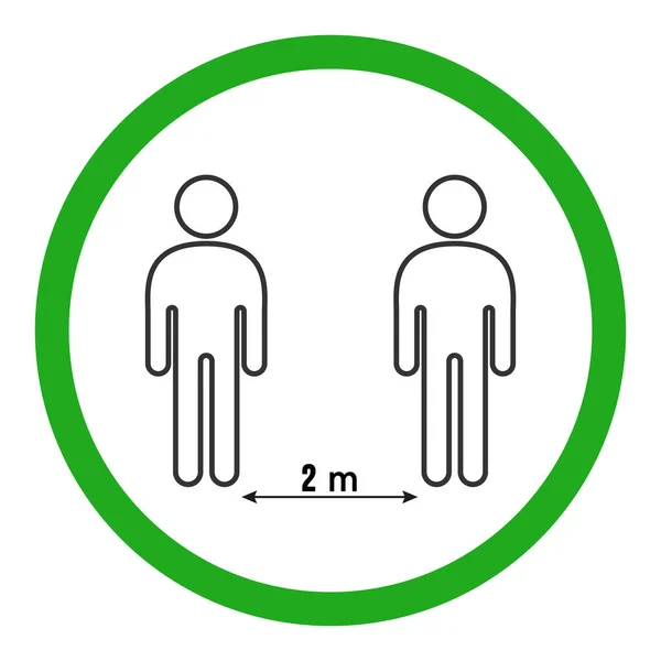 Sosyal Mesafe 2 m Simge Vektörü İllüstrasyonu YENİ