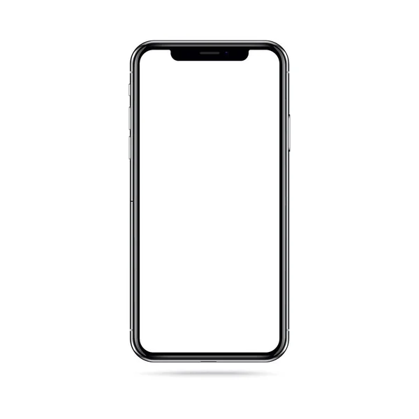 Smartphone iphon frameless with a blank screen lying on a flat surface. High Resolution Vector for Infographic Global Business web site design or mobile phone app — Stock Vector