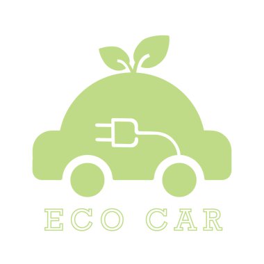 Logo elektrikli araba silueti ve kablolu fiş şarjı.