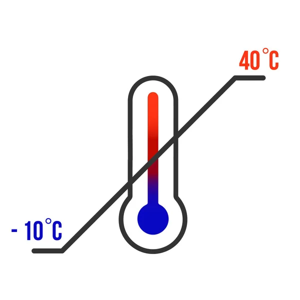 Термометр. Символ диапазона температуры хранения. Значок черного термометра с диагональной линией и знаком градуса. Некоторые стандартные версии и легенды включены. — стоковый вектор