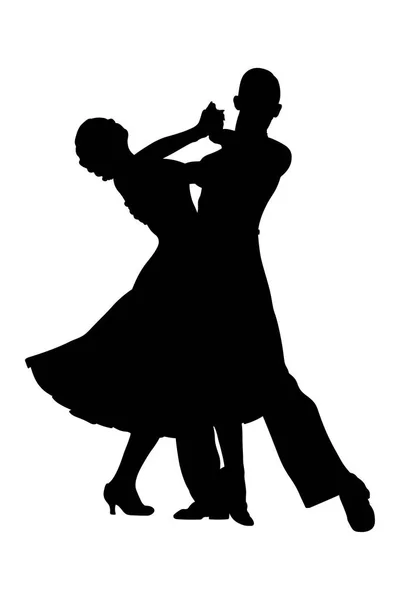 couple of dancers black silhouette on competition in ballroom dancing