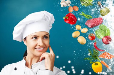 Yemek genç güzel kadın portresi