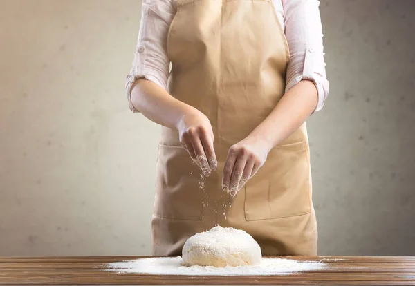Woman Hands Knead Dough Close View — Stock Photo, Image
