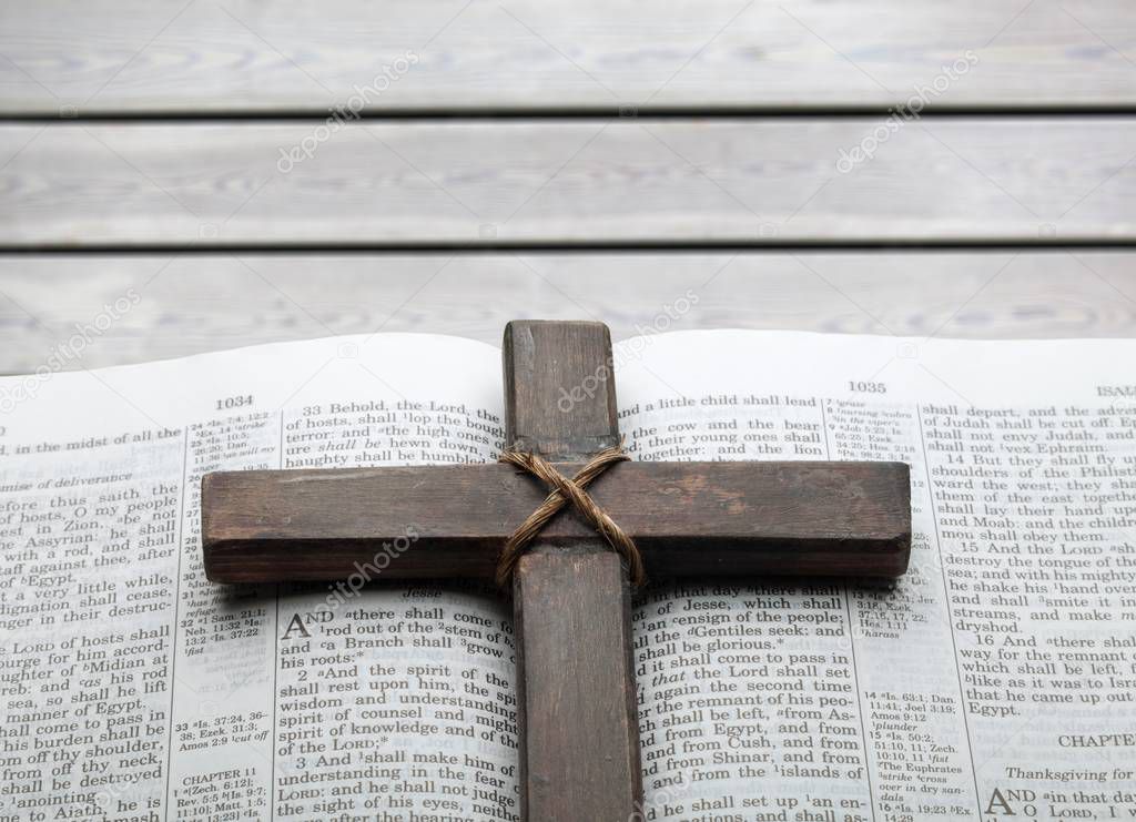 Holy Bible book and cross