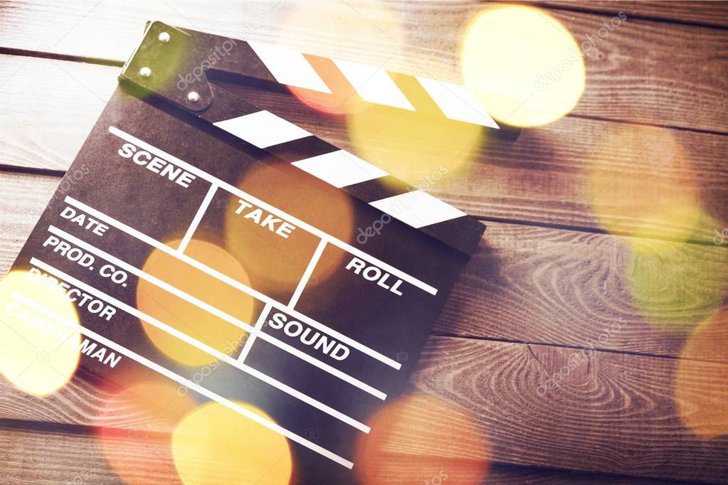 Movie clapper template, close-up view 