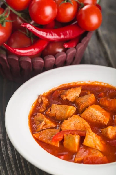 Läckra Grönsaker Ragu Träbord — Stockfoto