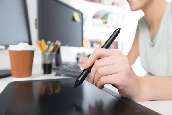Artist drawing something on graphic tablet — Stock Photo, Image