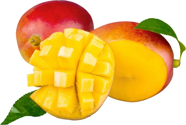 Verse Rijpe Mango Geïsoleerd Witte Achtergrond — Stockfoto