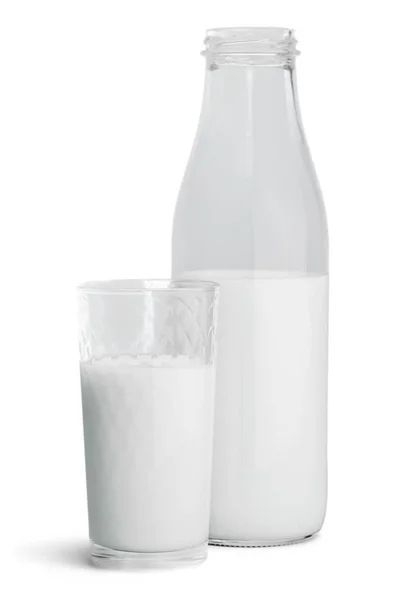 우유 병 및 유리 — 스톡 사진