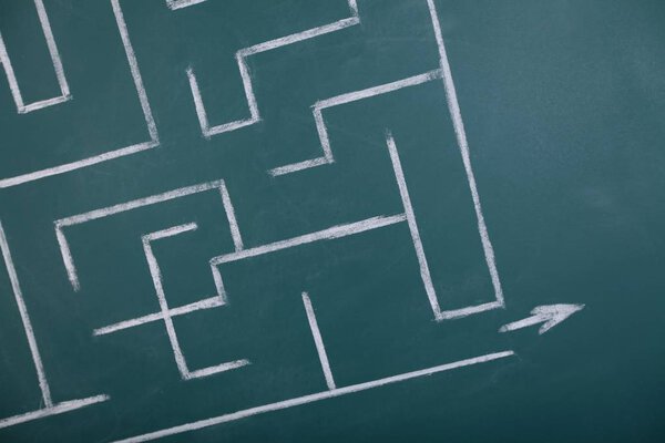 Maze drawn on a blackboard