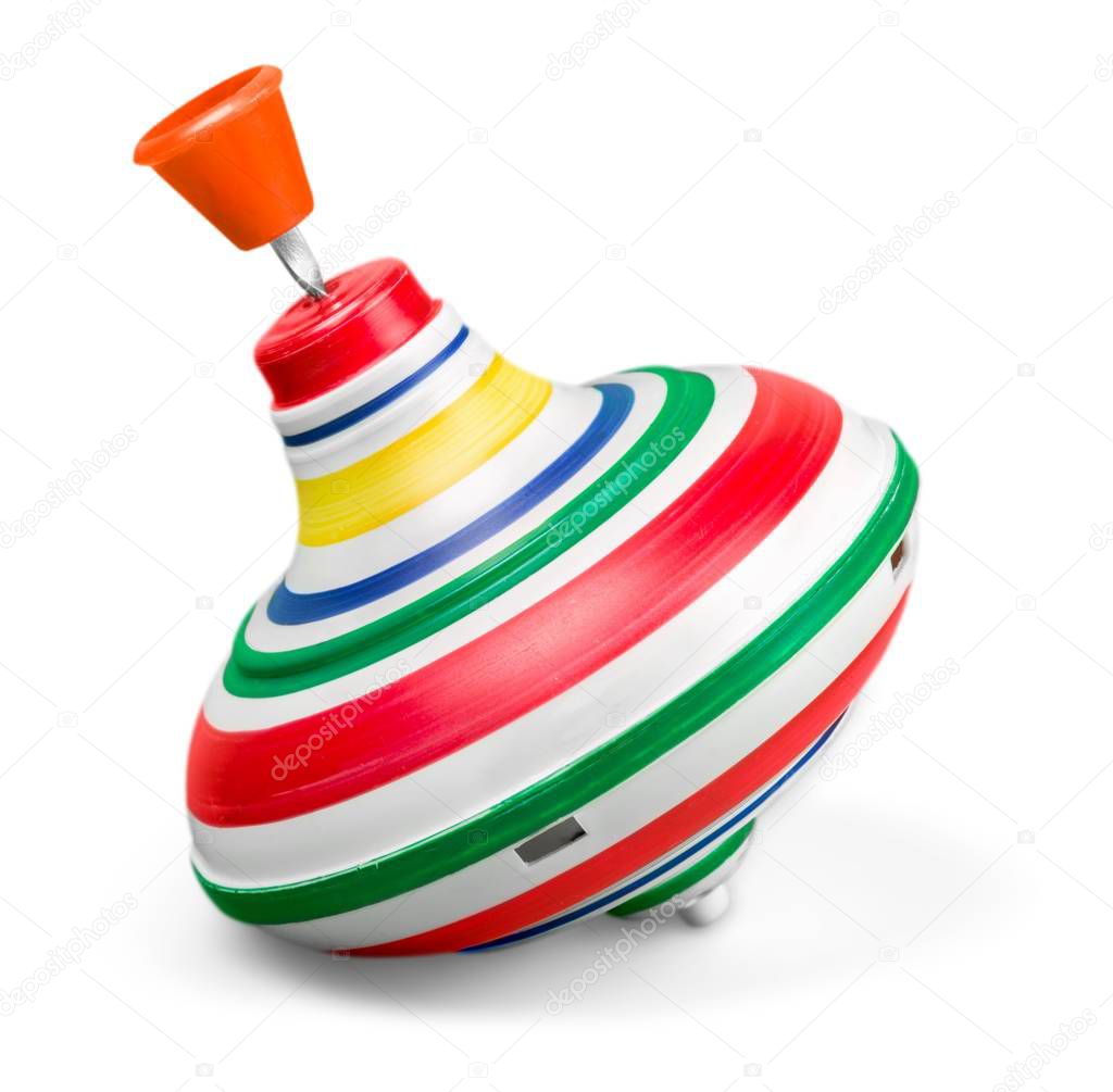 Toy spin spinning top old spinning toy isolated top