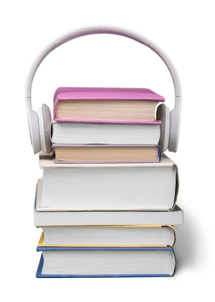 Wireless Headphones on Books — Stock Photo, Image