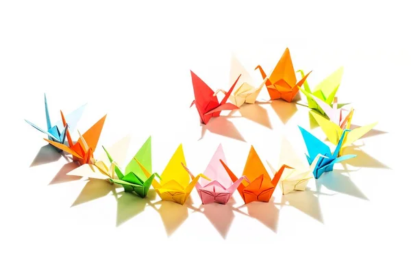 Chinese Paper Cranes Isolated White Background — Stock Photo, Image