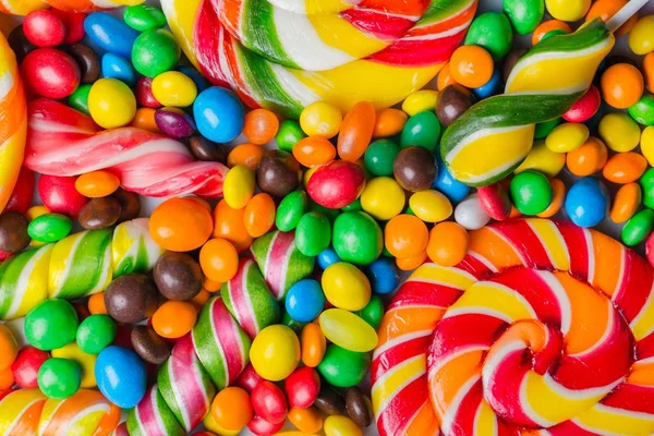 各种各样的糖果色彩的特写视图 — 图库照片