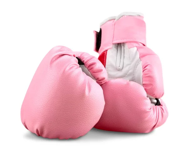 Roze Bokshandschoenen Geïsoleerd Wit — Stockfoto
