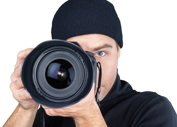 Mannelijke fotograaf met camera — Stockfoto