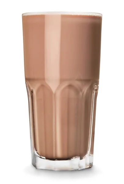 Copo Bebida Leite Chocolate Isolado Branco — Fotografia de Stock