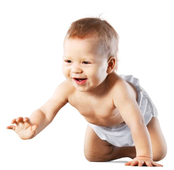 Crawling Happy Toddler - Isolated Stock Image