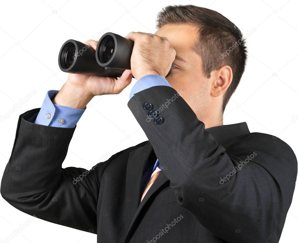 Businessman Using Binoculars