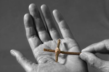 Eller bir insan ile çapraz, yakından görmek dua. 