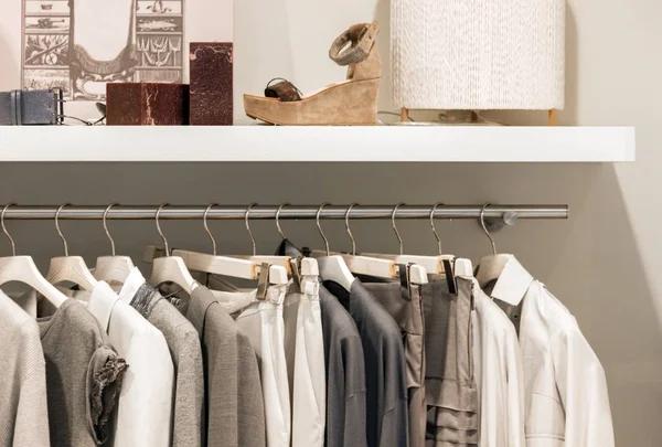 Closeup of Mens Clothing on Hangers — Stock Photo, Image