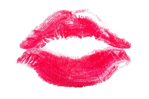 Εκτύπωση Γυναικεία Χείλη Λευκό Φόντο — Φωτογραφία Αρχείου