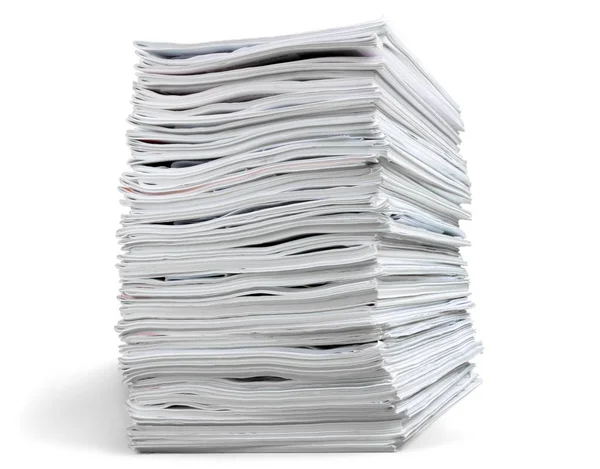 Stack Paper Documents Files Paperwork Isolated Magazines — Stock Photo, Image