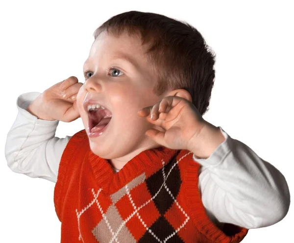 Menino gritando - Isolado — Fotografia de Stock