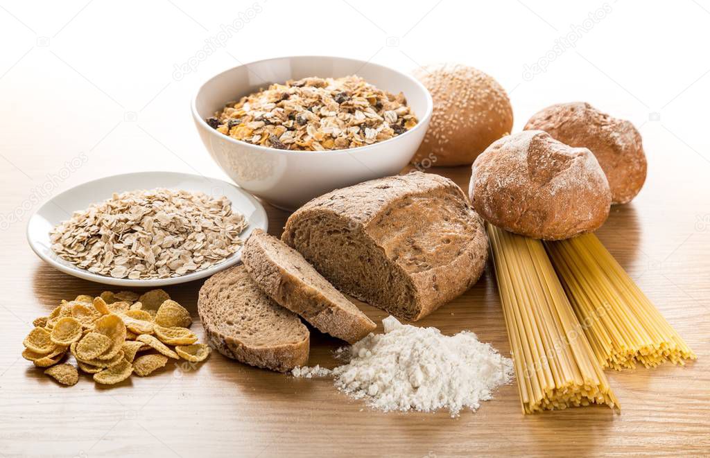 Bread pasta rice wheat flour isolated loaf of bread