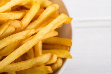 İştah açıcı patates kızartması, yakından görmek yığını 