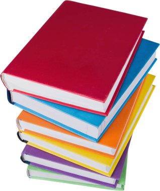 farklı renkli kitap yığını