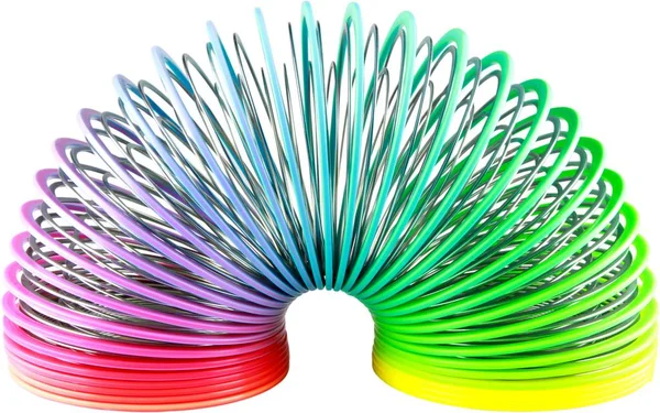 Brinquedo Plástico Colorido Espiral Arco Íris Para Jogar — Fotografia de Stock