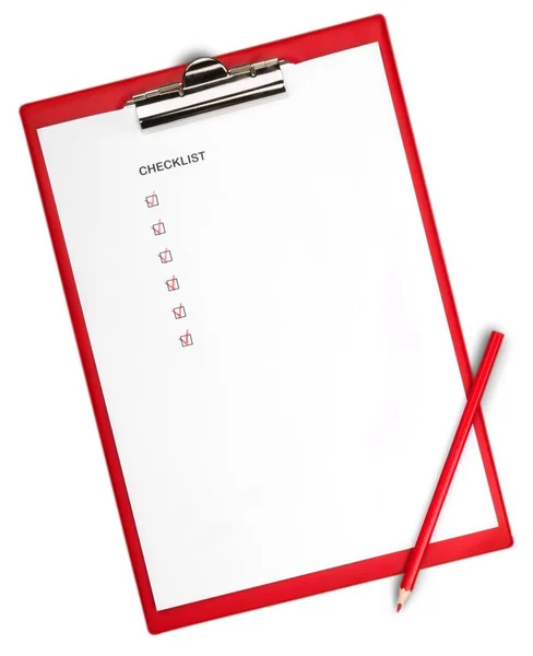Prázdná schránka s kontrolní seznam a tužka — Stock fotografie