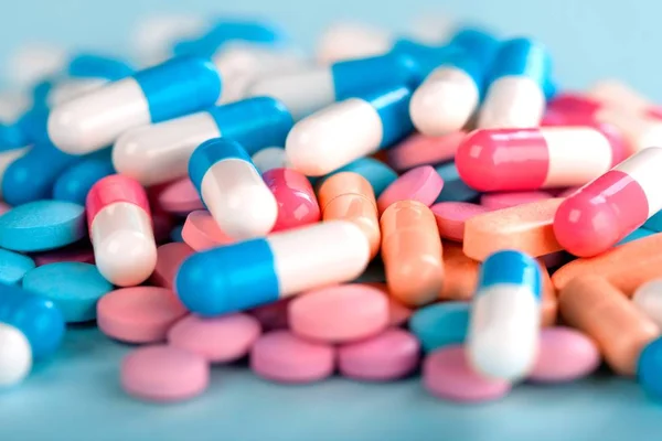 Vista Cerca Colorido Píldoras Tabletas —  Fotos de Stock