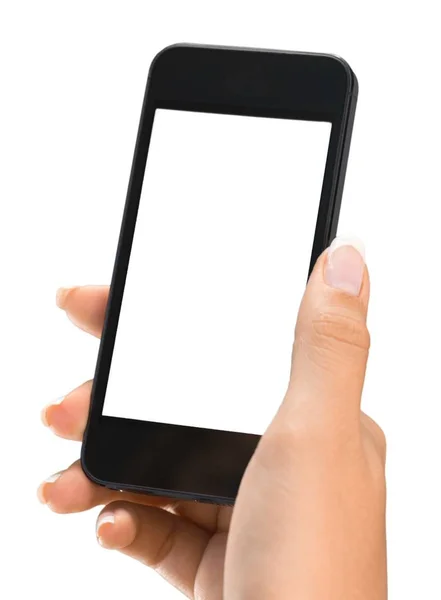 Handen håller en iphone med Blank skärm — Stockfoto