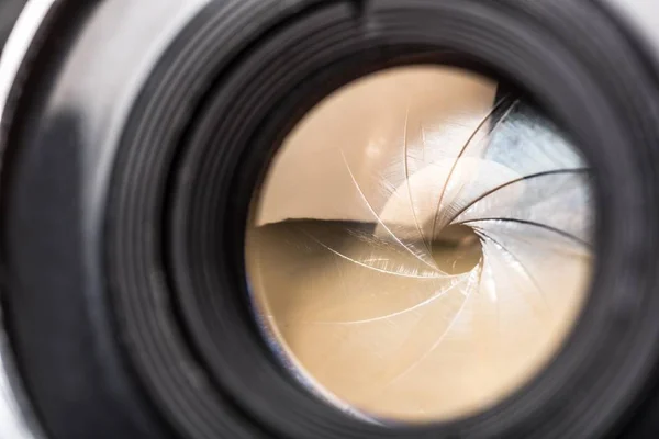 Lente Câmera Com Reflexos Lente Fundo — Fotografia de Stock