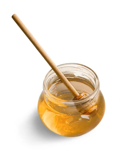 Honey Glass Jar Honey Dipper — Stock Photo, Image