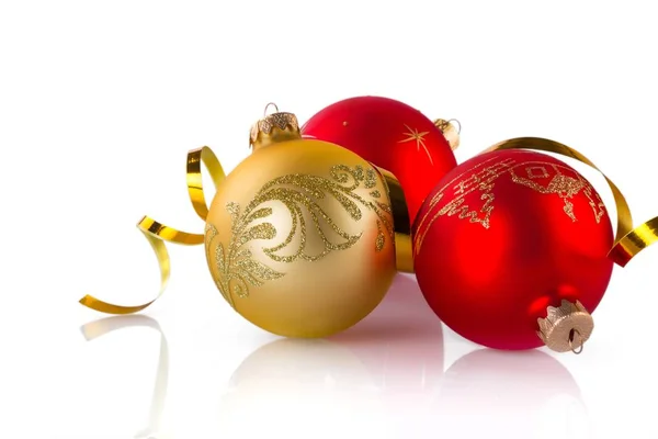 Noel Süsleme Noel Dekorasyon Noel Altın Şerit Kırmızı Tatil — Stok fotoğraf