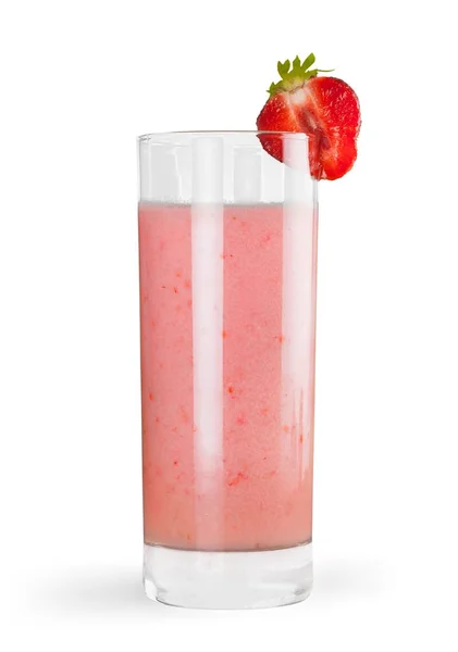 Verre Milkshake Fraise Isolé Sur Fond — Photo